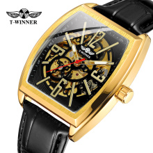 Winner 8199 Online Shopping Square Automatic Watches Skeleton Leather Watch Men Mechanical